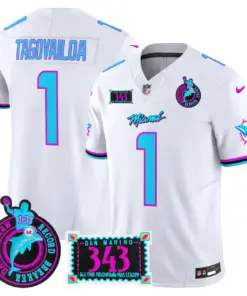 Tua Tagovailoa Miami Dolphins Nike Dan the Man Record Breaker Patch Vapor Limited Stitched Jersey - Black - Image 25
