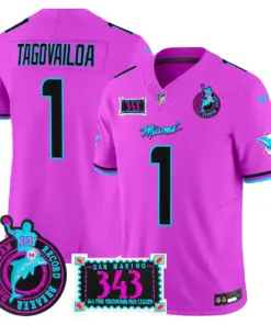 Tua Tagovailoa Miami Dolphins Nike Dan the Man Record Breaker Patch Vapor Limited Stitched Jersey - Black - Image 41