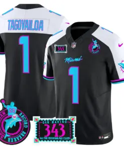 Tua Tagovailoa Miami Dolphins Nike Dan the Man Record Breaker Patch Vapor Limited Stitched Jersey - Black
