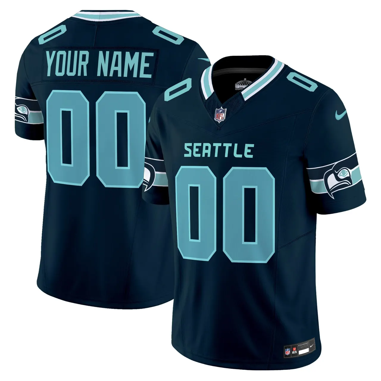 Seattle Seahawks Nike Vapor Custom Limited Stitched Jersey - Navy - Image 2