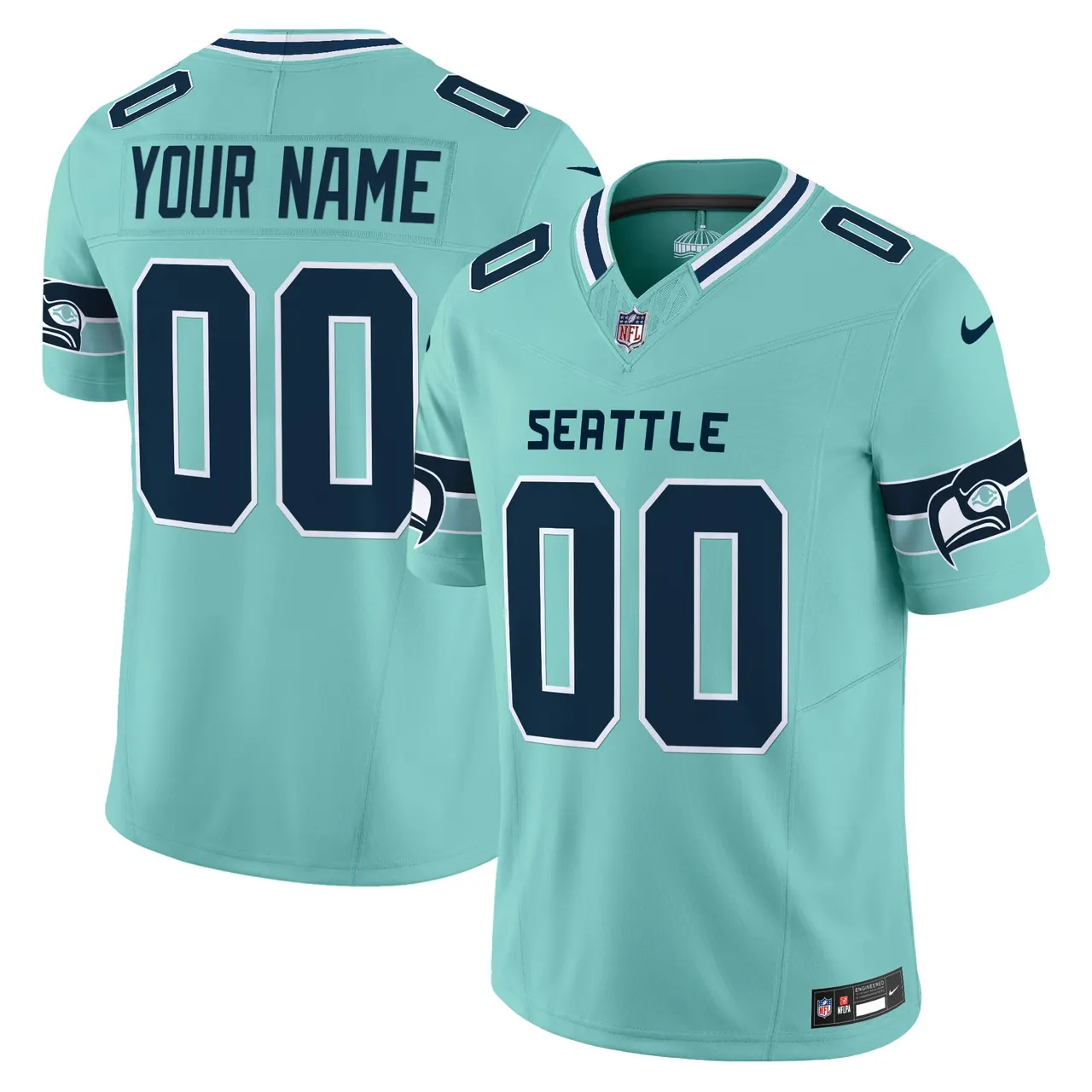 Seattle Seahawks Nike Vapor Custom Limited Stitched Jersey - Navy - Image 3
