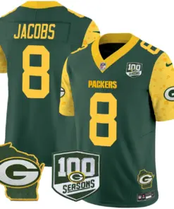 Alternative view of Green Bay Packers Nike Home 100th Season Patch Cheese Vapor Limited Stitched Jersey - Kelly Green
