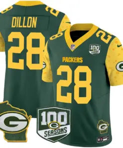 Green Bay Packers Nike Home 100th Season Patch Cheese Vapor Limited Stitched Jersey - Kelly Green - Image 3