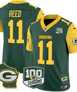 Green Bay Packers Nike Home 100th Season Patch Cheese Vapor Limited Stitched Jersey - Kelly Green - Image 4