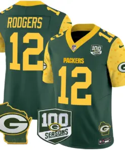 Green Bay Packers Nike Home 100th Season Patch Cheese Vapor Limited Stitched Jersey - Kelly Green - Image 5