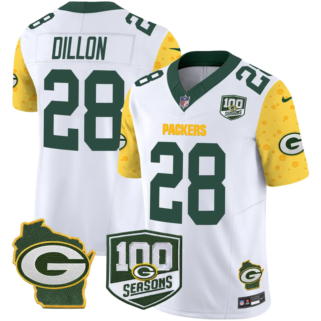 Green Bay Packers Nike Home 100th Season Patch Cheese Vapor Limited Stitched Jersey - Kelly Green - Image 10