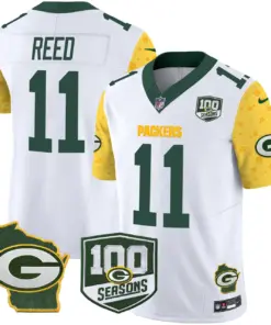 Green Bay Packers Nike Home 100th Season Patch Cheese Vapor Limited Stitched Jersey - Kelly Green - Image 11