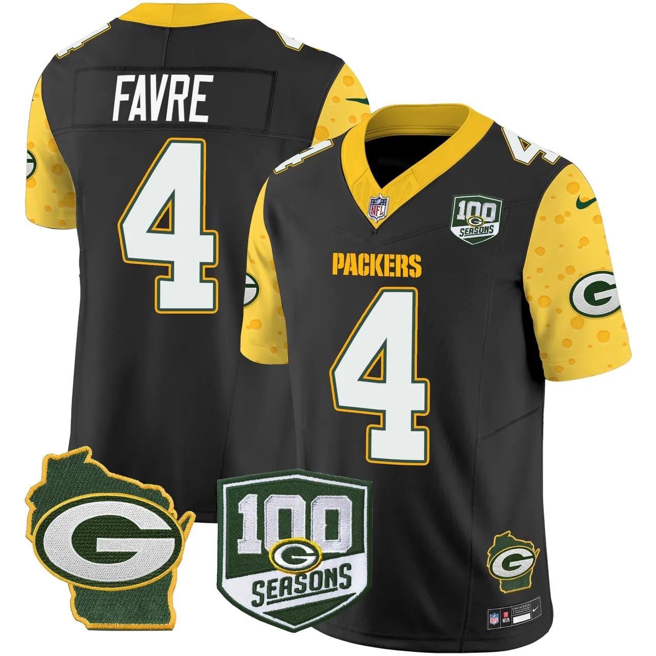 Green Bay Packers Nike Home 100th Season Patch Cheese Vapor Limited Stitched Jersey - Kelly Green - Image 20