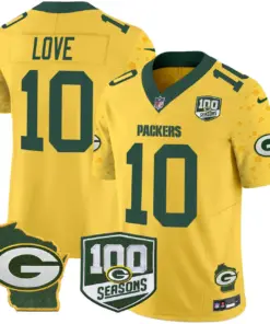 Green Bay Packers Nike Home 100th Season Patch Cheese Vapor Limited Stitched Jersey - Kelly Green - Image 22
