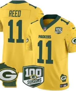 Green Bay Packers Nike Home 100th Season Patch Cheese Vapor Limited Stitched Jersey - Kelly Green - Image 25