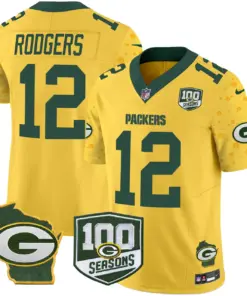 Green Bay Packers Nike Home 100th Season Patch Cheese Vapor Limited Stitched Jersey - Kelly Green - Image 26