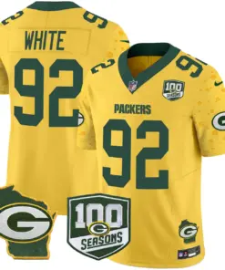 Green Bay Packers Nike Home 100th Season Patch Cheese Vapor Limited Stitched Jersey - Kelly Green - Image 28