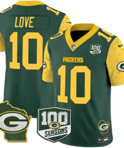 Green Bay Packers Nike Home 100th Season Patch Cheese Vapor Limited Stitched Jersey - Kelly Green