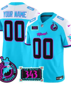 Miami Dolphins Nike Dan the Man Record Breaker Patch Vapor Custom Limited Stitched Jersey - Black - Image 2