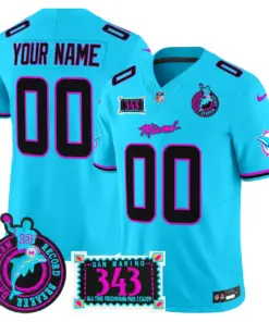 Miami Dolphins Nike Dan the Man Record Breaker Patch Vapor Custom Limited Stitched Jersey - Black - Image 3