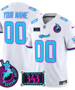 Miami Dolphins Nike Dan the Man Record Breaker Patch Vapor Custom Limited Stitched Jersey - Black - Image 4