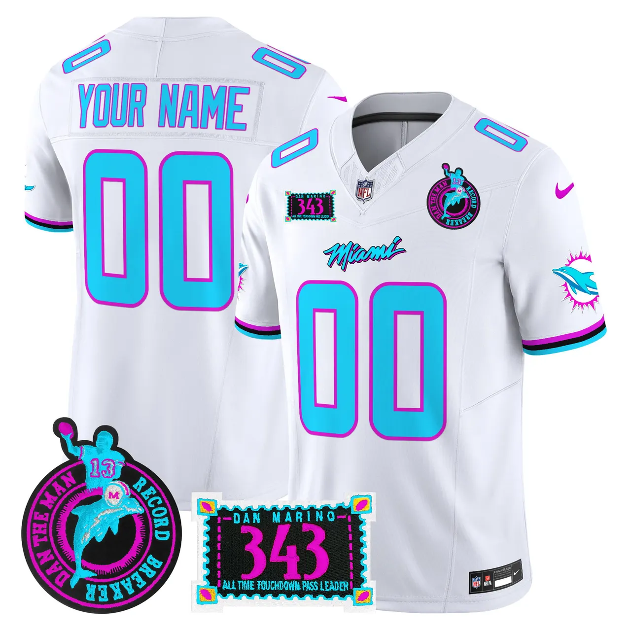 Miami Dolphins Nike Dan the Man Record Breaker Patch Vapor Custom Limited Stitched Jersey - Black - Image 4