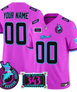 Miami Dolphins Nike Dan the Man Record Breaker Patch Vapor Custom Limited Stitched Jersey - Black - Image 6