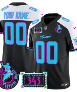 Miami Dolphins Nike Dan the Man Record Breaker Patch Vapor Custom Limited Stitched Jersey - Black