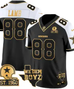 Micah Parsons Dallas Cowboys Nike Est. 1960 & We Dem Boyz Patch Gold Vapor Limited Stitched Jersey - Black - Image 3