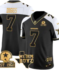 Micah Parsons Dallas Cowboys Nike Est. 1960 & We Dem Boyz Patch Gold Vapor Limited Stitched Jersey - Black - Image 4