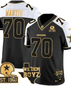 Micah Parsons Dallas Cowboys Nike Est. 1960 & We Dem Boyz Patch Gold Vapor Limited Stitched Jersey - Black - Image 7