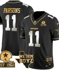 Micah Parsons Dallas Cowboys Nike Est. 1960 & We Dem Boyz Patch Gold Vapor Limited Stitched Jersey - Black - Image 8