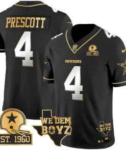 Micah Parsons Dallas Cowboys Nike Est. 1960 & We Dem Boyz Patch Gold Vapor Limited Stitched Jersey - Black - Image 9