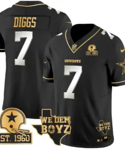 Micah Parsons Dallas Cowboys Nike Est. 1960 & We Dem Boyz Patch Gold Vapor Limited Stitched Jersey - Black - Image 11