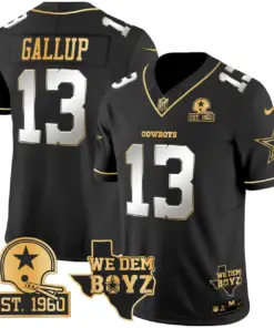Micah Parsons Dallas Cowboys Nike Est. 1960 & We Dem Boyz Patch Gold Vapor Limited Stitched Jersey - Black - Image 13