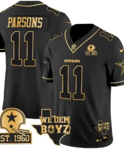 Micah Parsons Dallas Cowboys Nike Est. 1960 & We Dem Boyz Patch Gold Vapor Limited Stitched Jersey - Black - Image 15