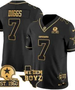 Micah Parsons Dallas Cowboys Nike Est. 1960 & We Dem Boyz Patch Gold Vapor Limited Stitched Jersey - Black - Image 18