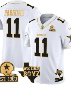 Micah Parsons Dallas Cowboys Nike Est. 1960 & We Dem Boyz Patch Gold Vapor Limited Stitched Jersey - Black - Image 22