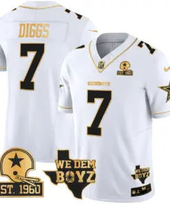 Micah Parsons Dallas Cowboys Nike Est. 1960 & We Dem Boyz Patch Gold Vapor Limited Stitched Jersey - Black - Image 25