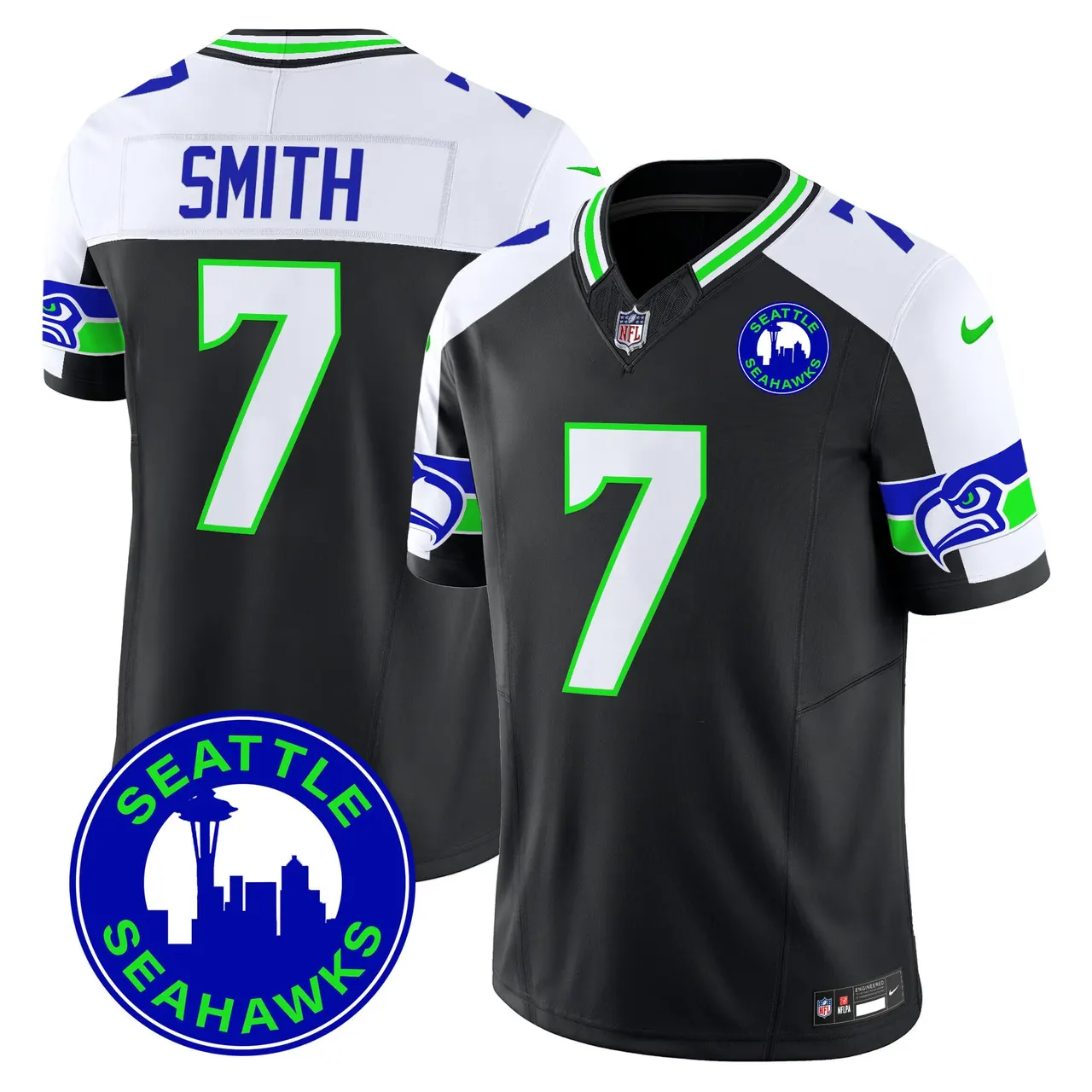 Seattle Seahawks Nike 2024 City Patch Vapor Limited Stitched Jersey - Anthracite - Image 3
