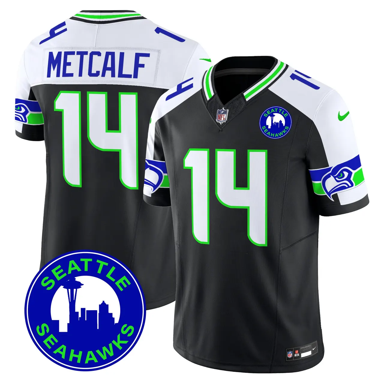 Seattle Seahawks Nike 2024 City Patch Vapor Limited Stitched Jersey - Anthracite - Image 4