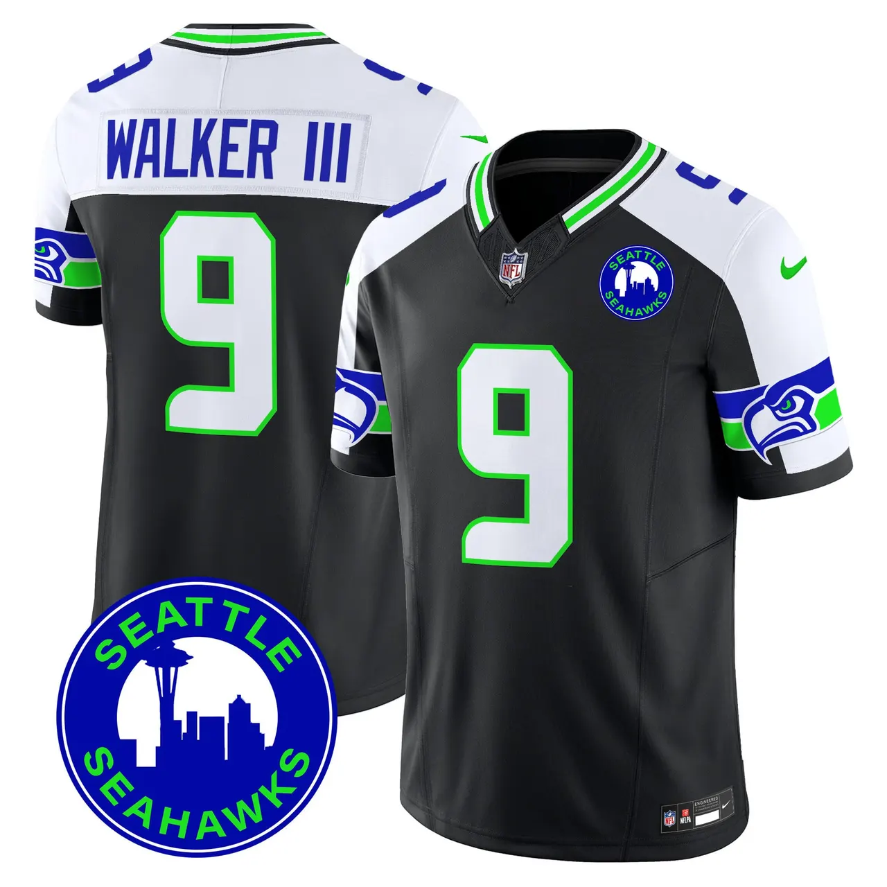 Seattle Seahawks Nike 2024 City Patch Vapor Limited Stitched Jersey - Anthracite - Image 6