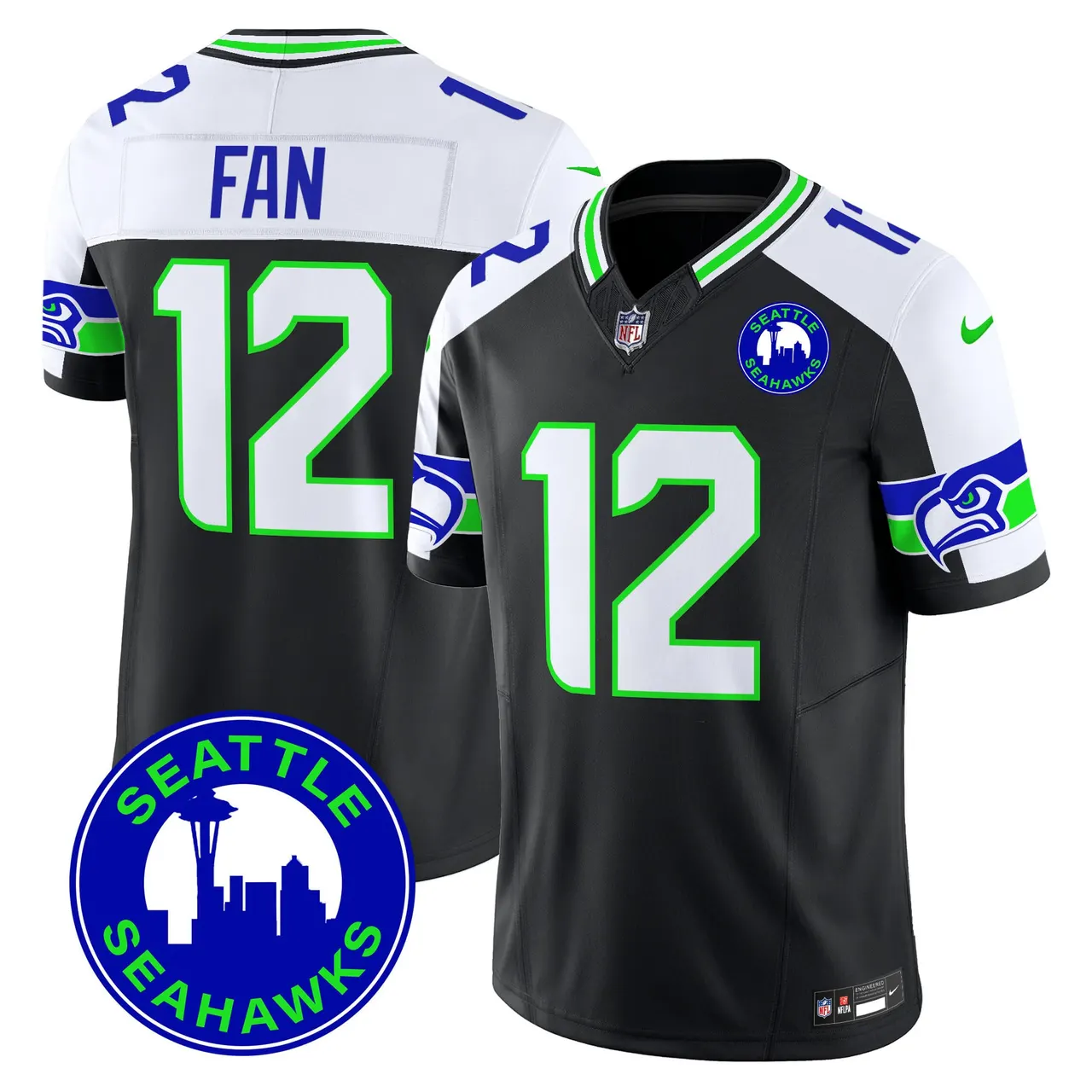 Seattle Seahawks Nike 2024 City Patch Vapor Limited Stitched Jersey - Anthracite - Image 7