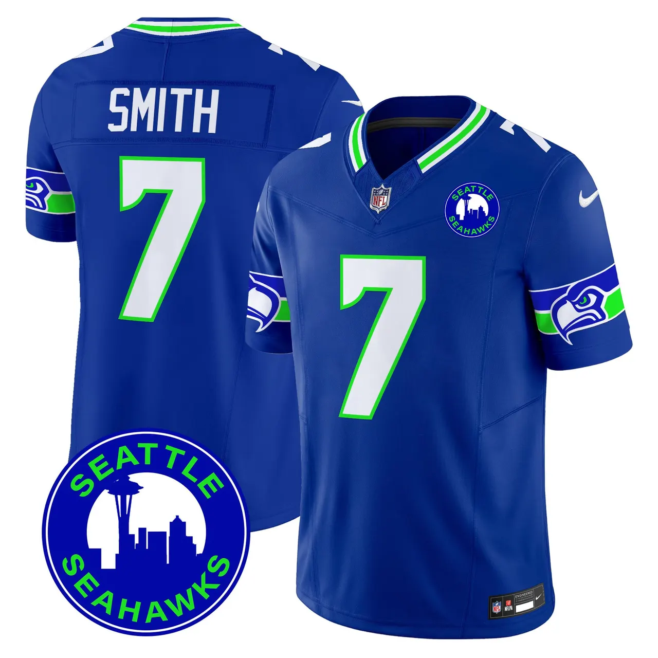 Seattle Seahawks Nike 2024 City Patch Vapor Limited Stitched Jersey - Anthracite - Image 17