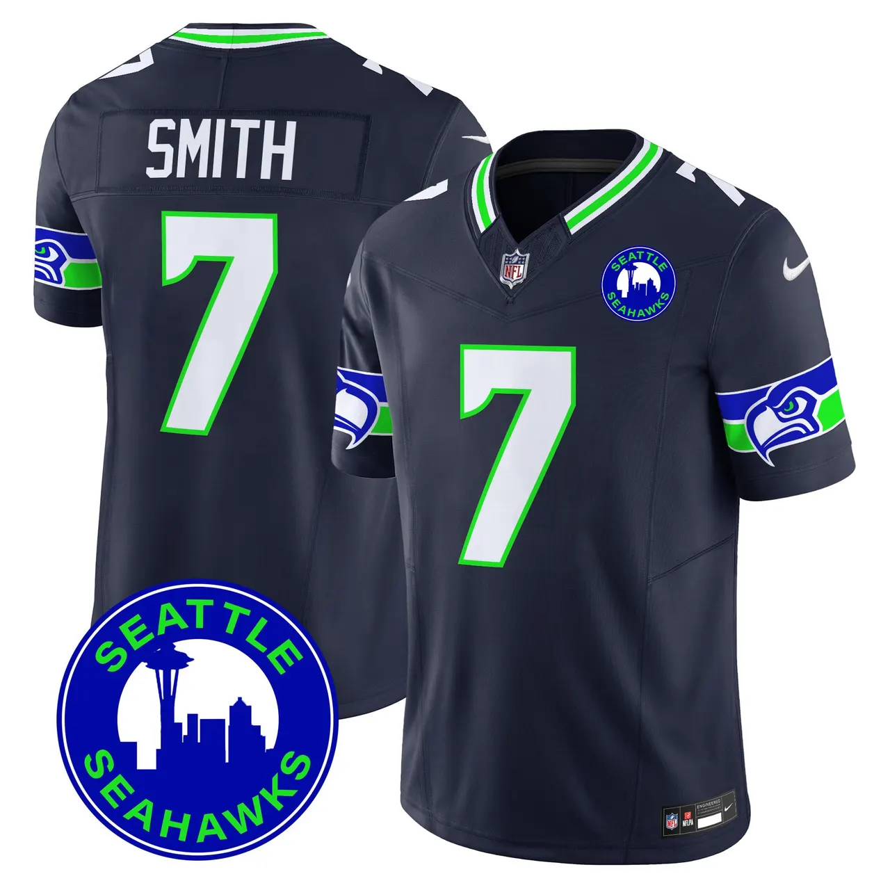 Seattle Seahawks Nike 2024 City Patch Vapor Limited Stitched Jersey - Anthracite - Image 31