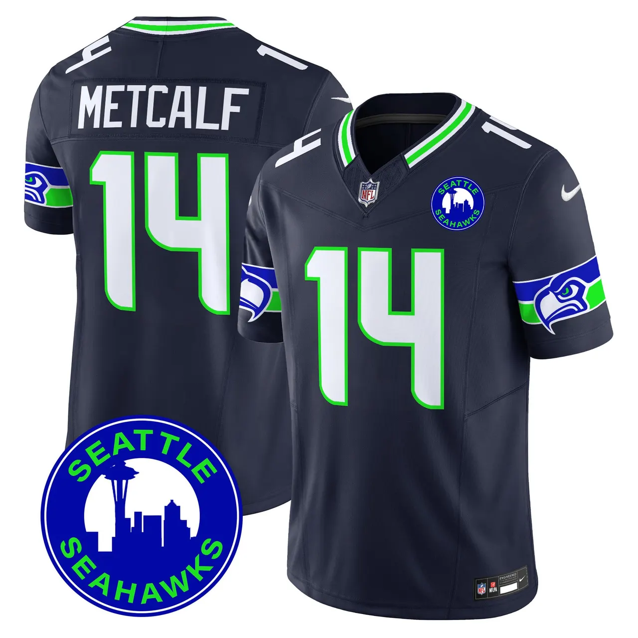 Seattle Seahawks Nike 2024 City Patch Vapor Limited Stitched Jersey - Anthracite - Image 32