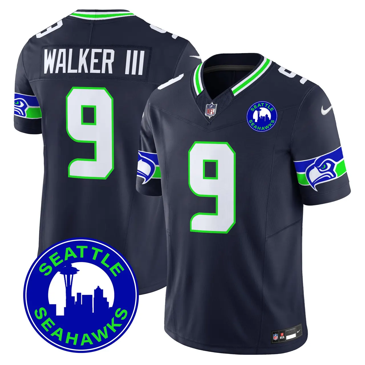 Seattle Seahawks Nike 2024 City Patch Vapor Limited Stitched Jersey - Anthracite - Image 34
