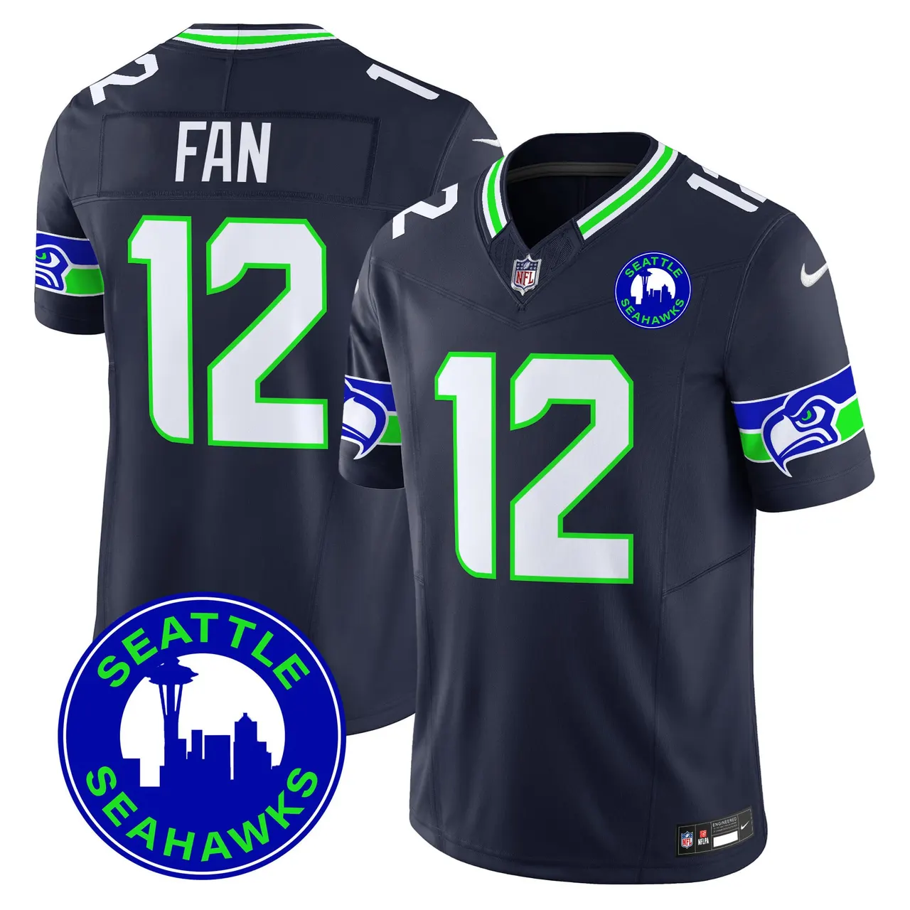 Seattle Seahawks Nike 2024 City Patch Vapor Limited Stitched Jersey - Anthracite - Image 35