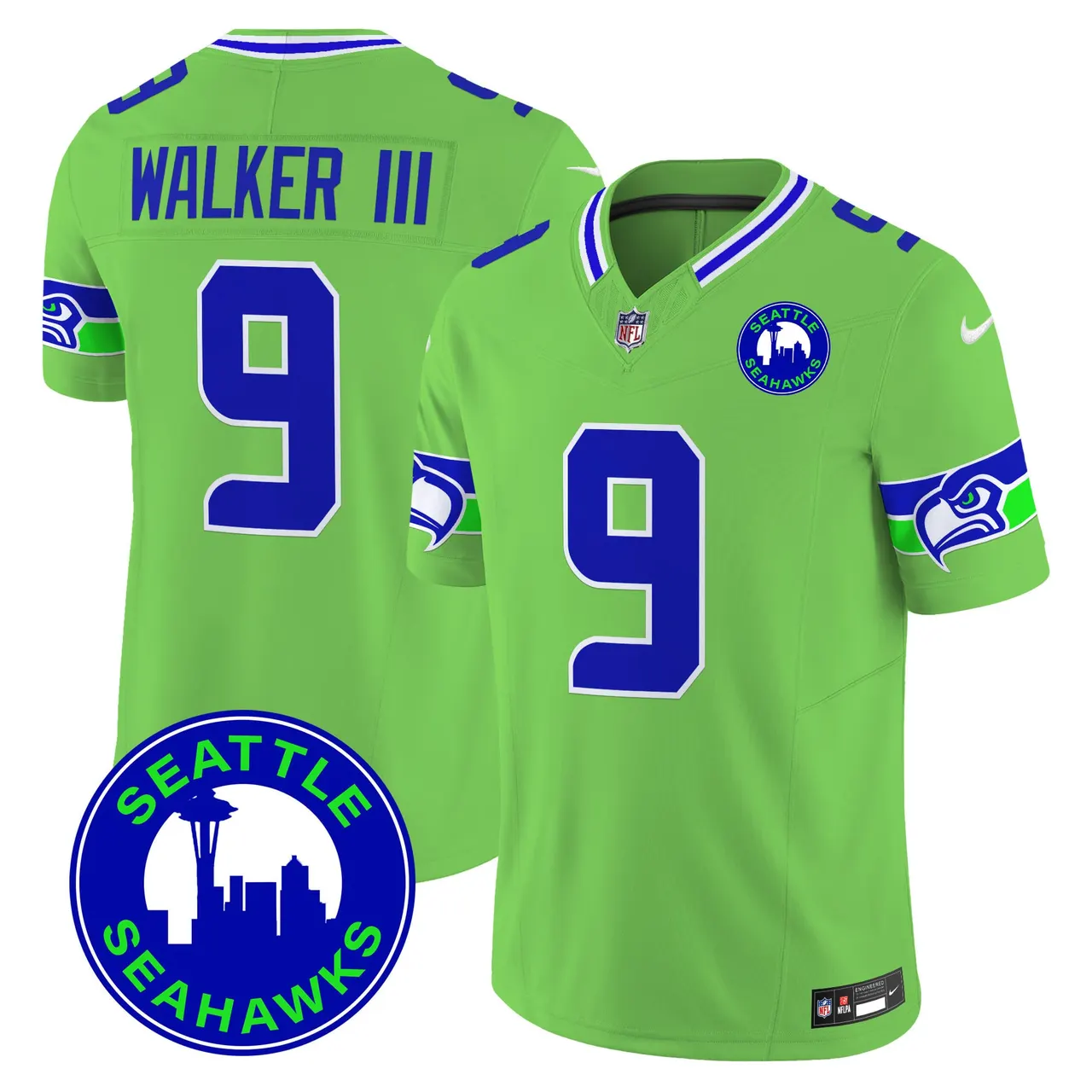 Seattle Seahawks Nike 2024 City Patch Vapor Limited Stitched Jersey - Anthracite - Image 41