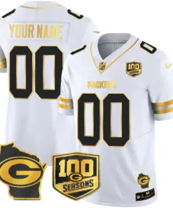 Green Bay Packers Nike Home 100th Season Patch Gold Vapor Custom Limited Stitched Jersey - Anthracite - Image 4