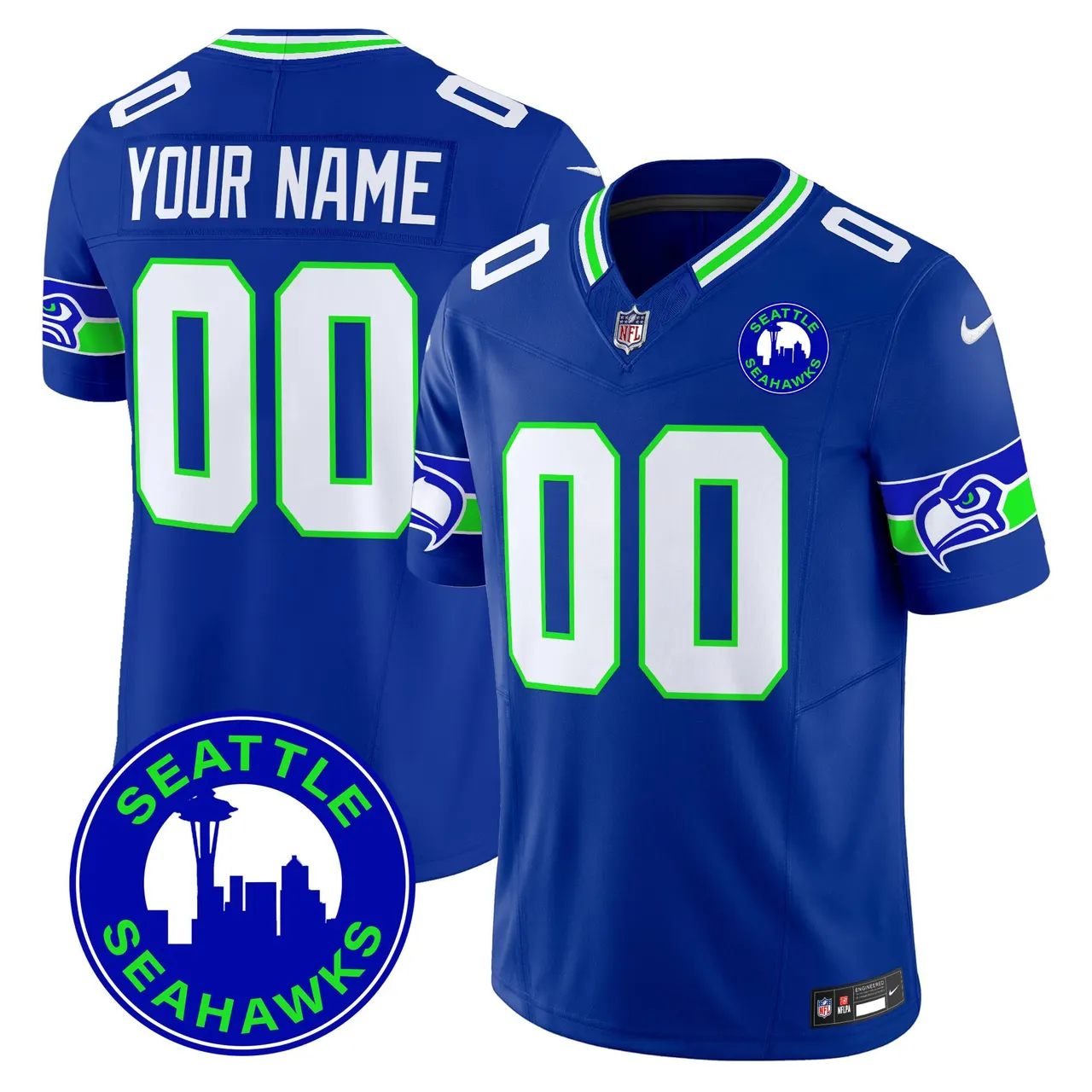 Seattle Seahawks Nike 2024 City Patch Vapor Custom Limited Stitched Jersey - Anthracite - Image 3