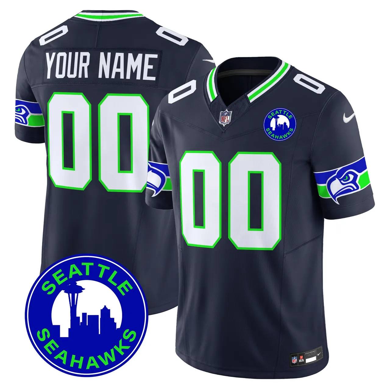 Seattle Seahawks Nike 2024 City Patch Vapor Custom Limited Stitched Jersey - Anthracite - Image 5