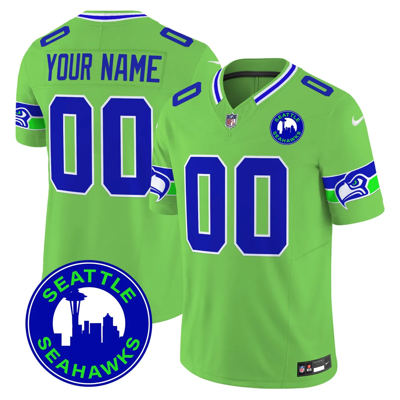 Seattle Seahawks Nike 2024 City Patch Vapor Custom Limited Stitched Jersey - Anthracite - Image 6