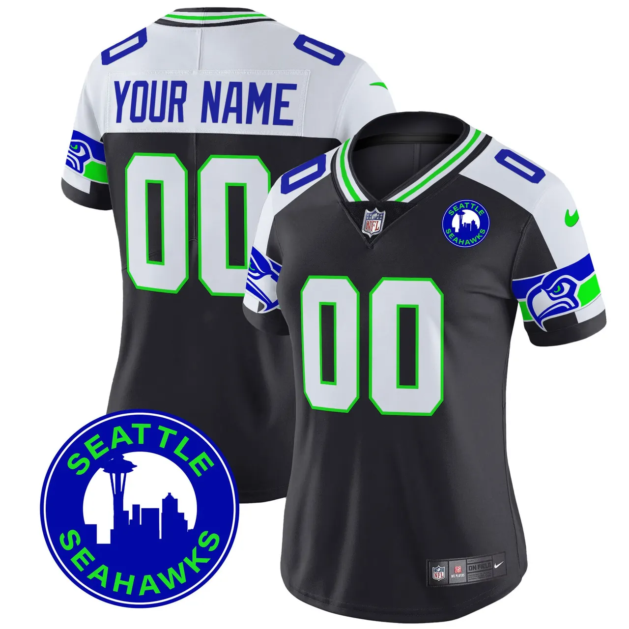 Seattle Seahawks Nike 2024 City Patch Vapor Custom Limited Stitched Jersey - Anthracite - Image 7