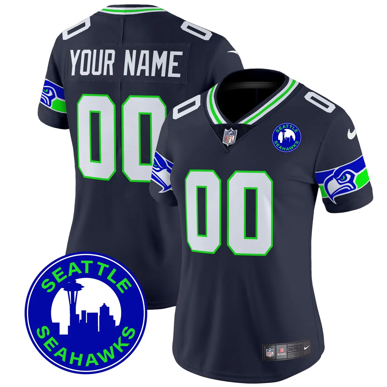 Seattle Seahawks Nike 2024 City Patch Vapor Custom Limited Stitched Jersey - Anthracite - Image 11